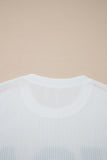 White USA Graphic Half Sleeve Loose Ribbed Top