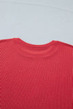 Fiery Red USA Graphic Half Sleeve Loose Ribbed Top