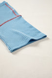 Beau Blue USA Graphic Half Sleeve Loose Ribbed Top