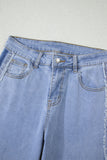 Beau Blue Contrast Stripe Frayed Side Panel Patchwork Shift Jeans