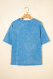 Blue USA Star Print Mineral Washed Cotton Tee